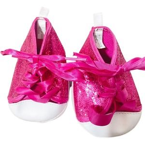 5/$25 Build a Bear Pink Sparkly Lace Up Sneakers